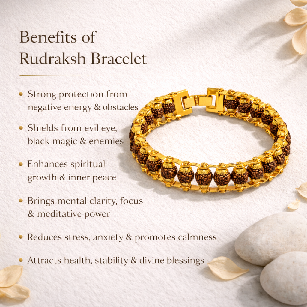 Gold Plated Modern Rudraksha Bracelet