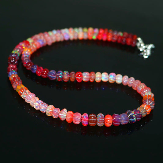 Natural Multi-Color Ethiopian Opal Pumpkin Necklace – Fire Gemstone Jewelry