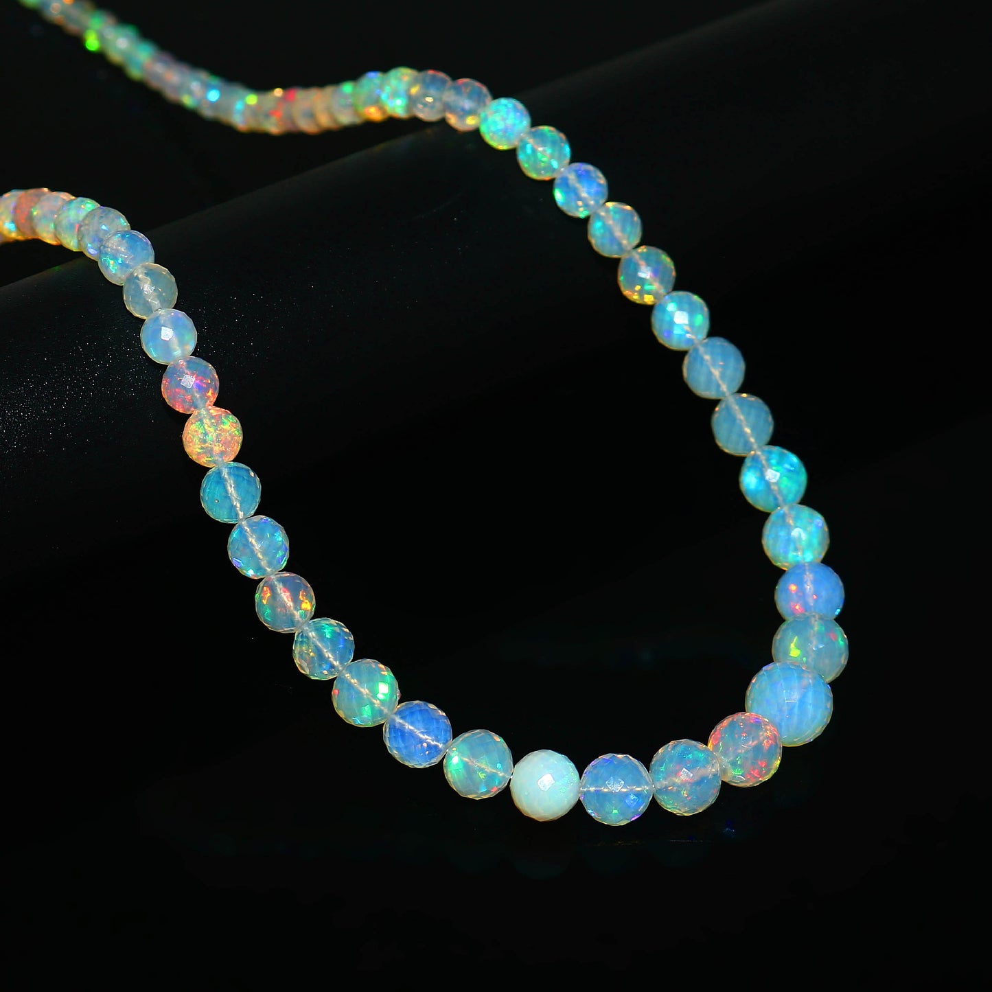 Natural White Ethiopian Opal Necklace – Round Iridescent Fire Opal | Pure & Meaningful Jewelry