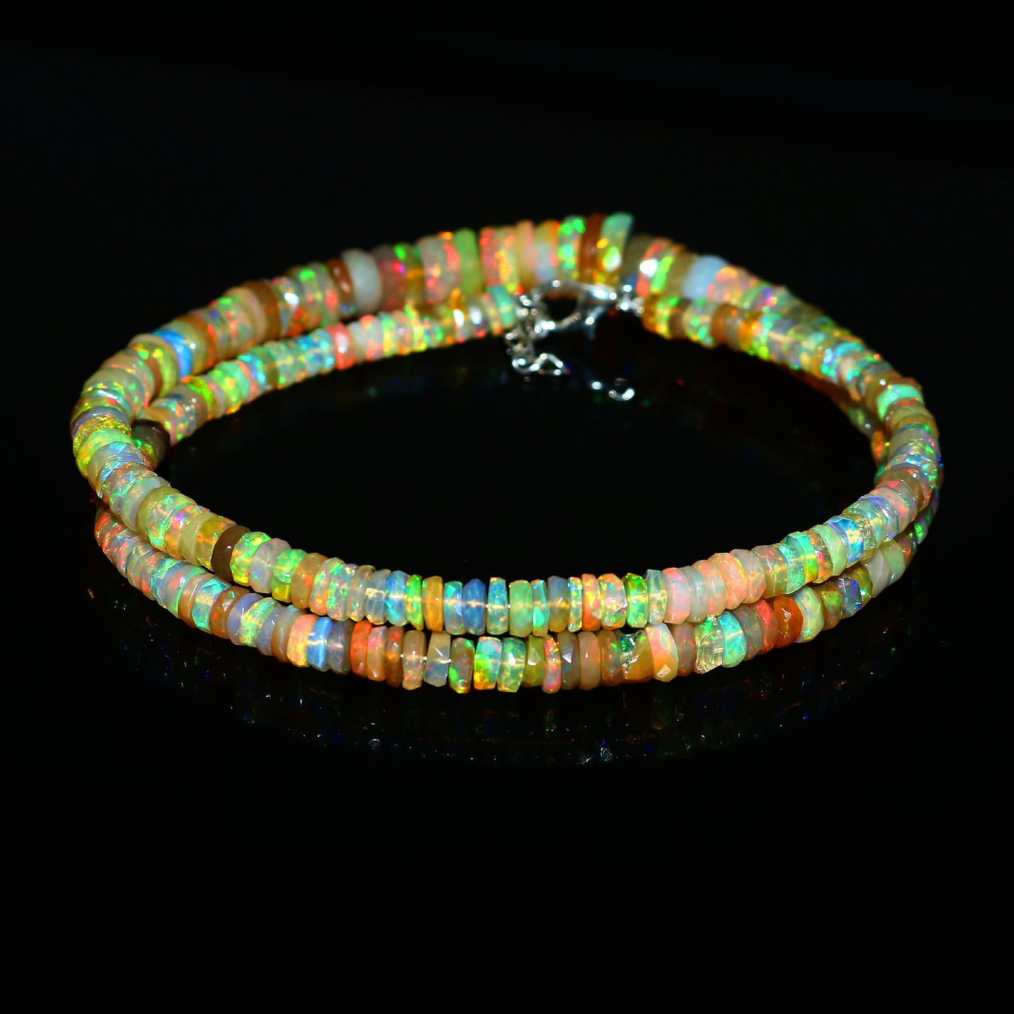 Natural Yellow Ethiopian Opal Tyre Necklace – Fiery Gemstone Jewelry | Unique Gift for Her