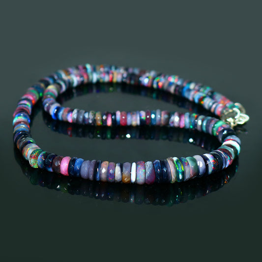 Natural Multi-Color Ethiopian Opal Tyre Necklace – Fiery Gemstone Jewelry