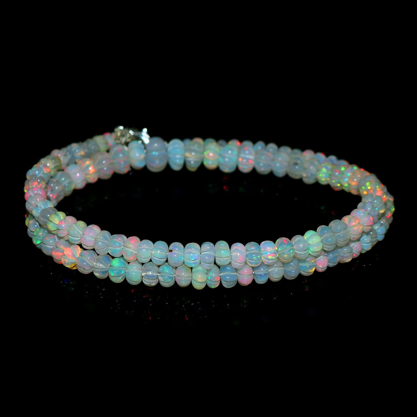 Natural White Ethiopian Opal Pumpkin Necklace – Fire Gemstone Jewelry