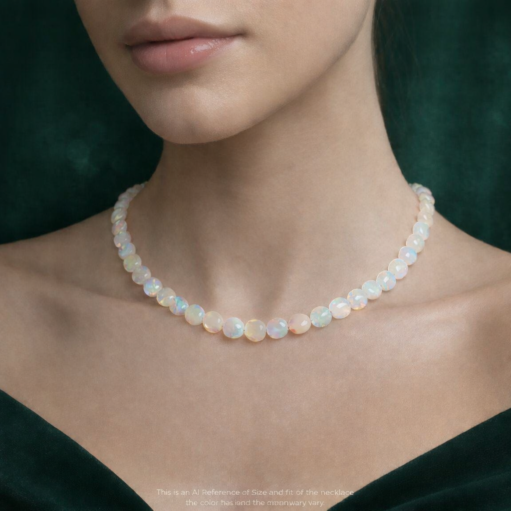 Natural Multi-Color Ethiopian Opal Coin Necklace – Fiery Gemstone Jewelry | Unique Gift for Her