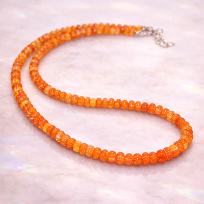 Natural Orange Ethiopian Opal Pumpkin Necklace – Glowing Fire Opal | Cute & Meaningful Gift