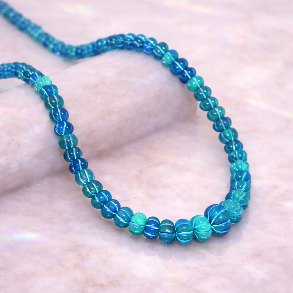 Natural Green Ethiopian Opal Necklace – Pumpkin Carving | Iridescent Fire Opal Jewelry Gift