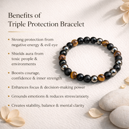 Triple Protection Bracelet – Safety, Strength & Negativity Shield