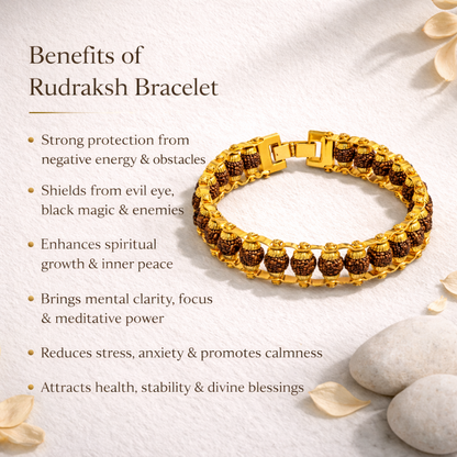 Gold Plated Modern Rudraksha Bracelet