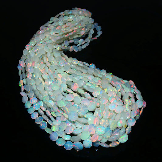 Natural Multi-Color Ethiopian Opal Coin Necklace – Fiery Gemstone Jewelry | Unique Gift for Her