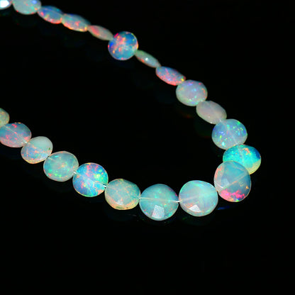 Natural Multi-Color Ethiopian Opal Coin Necklace – Fiery Gemstone Jewelry | Unique Gift for Her