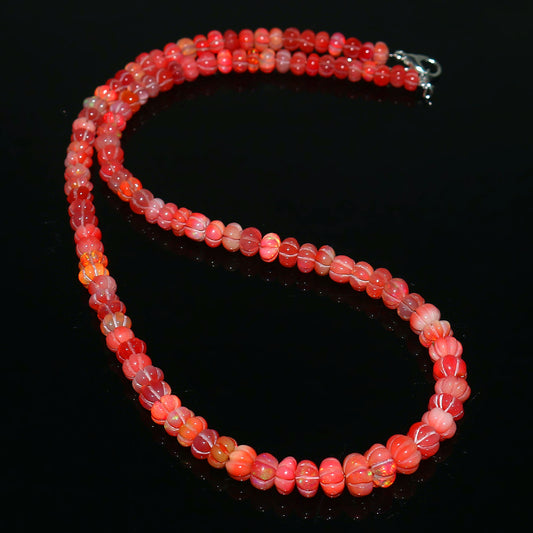 Natural Pink Ethiopian Opal Pumpkin Necklace – Fire Gemstone Jewelry