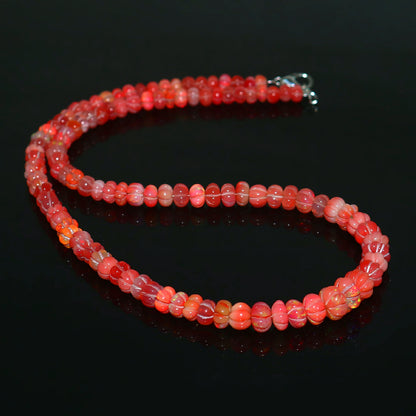 Natural Pink Ethiopian Opal Pumpkin Necklace – Fire Gemstone Jewelry