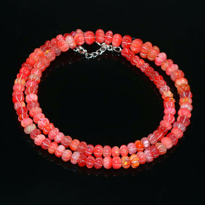Natural Pink Ethiopian Opal Pumpkin Necklace – Fire Gemstone Jewelry
