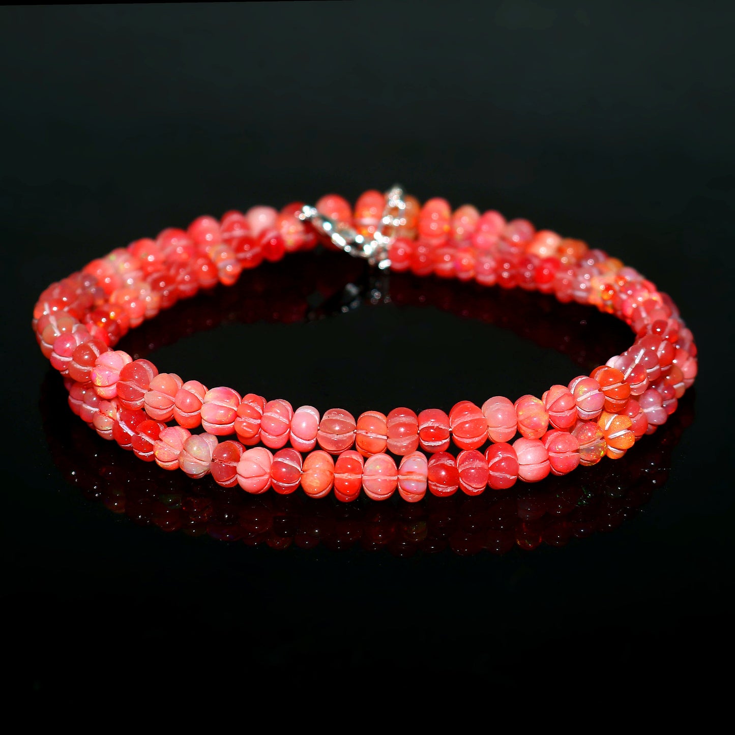 Natural Pink Ethiopian Opal Pumpkin Necklace – Fire Gemstone Jewelry