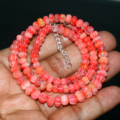 Natural Pink Ethiopian Opal Pumpkin Necklace – Fire Gemstone Jewelry