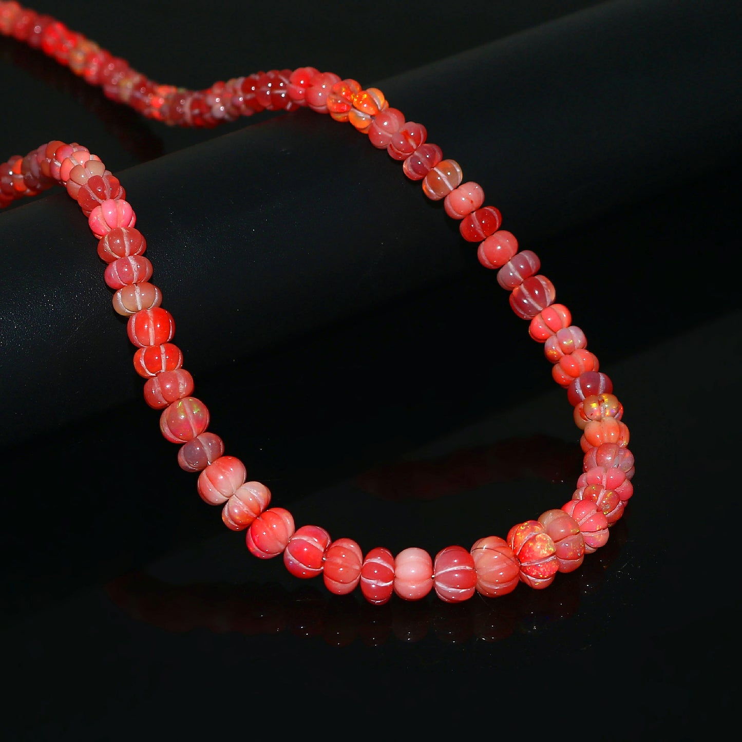 Natural Pink Ethiopian Opal Pumpkin Necklace – Fire Gemstone Jewelry