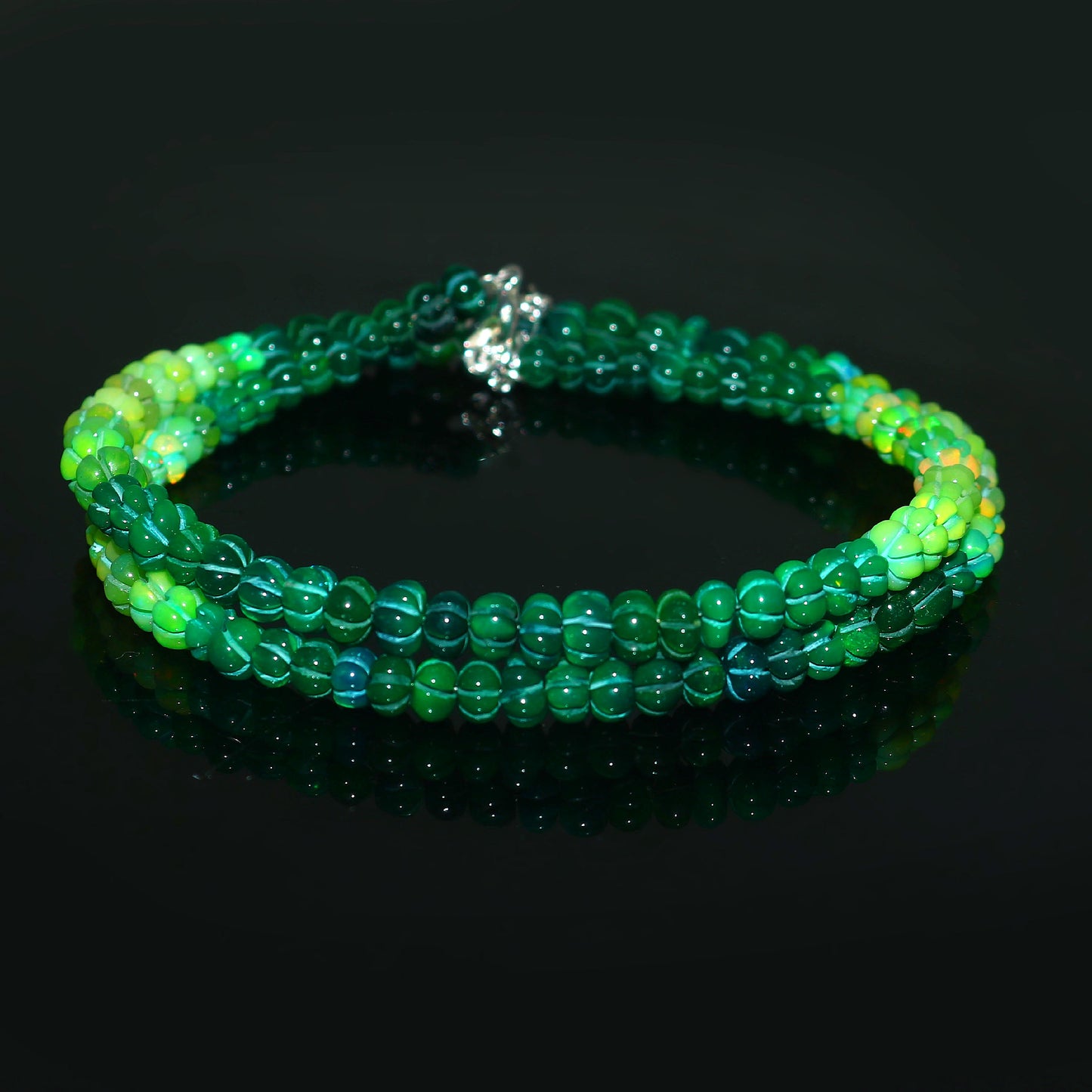 Natural Green Ethiopian Opal Pumpkin Necklace – Dual Tone Light & Dark Opal | Meaningful Jewelry Gift