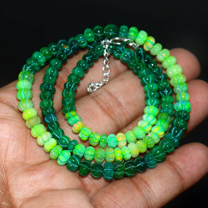 Natural Green Ethiopian Opal Pumpkin Necklace – Dual Tone Light & Dark Opal | Meaningful Jewelry Gift