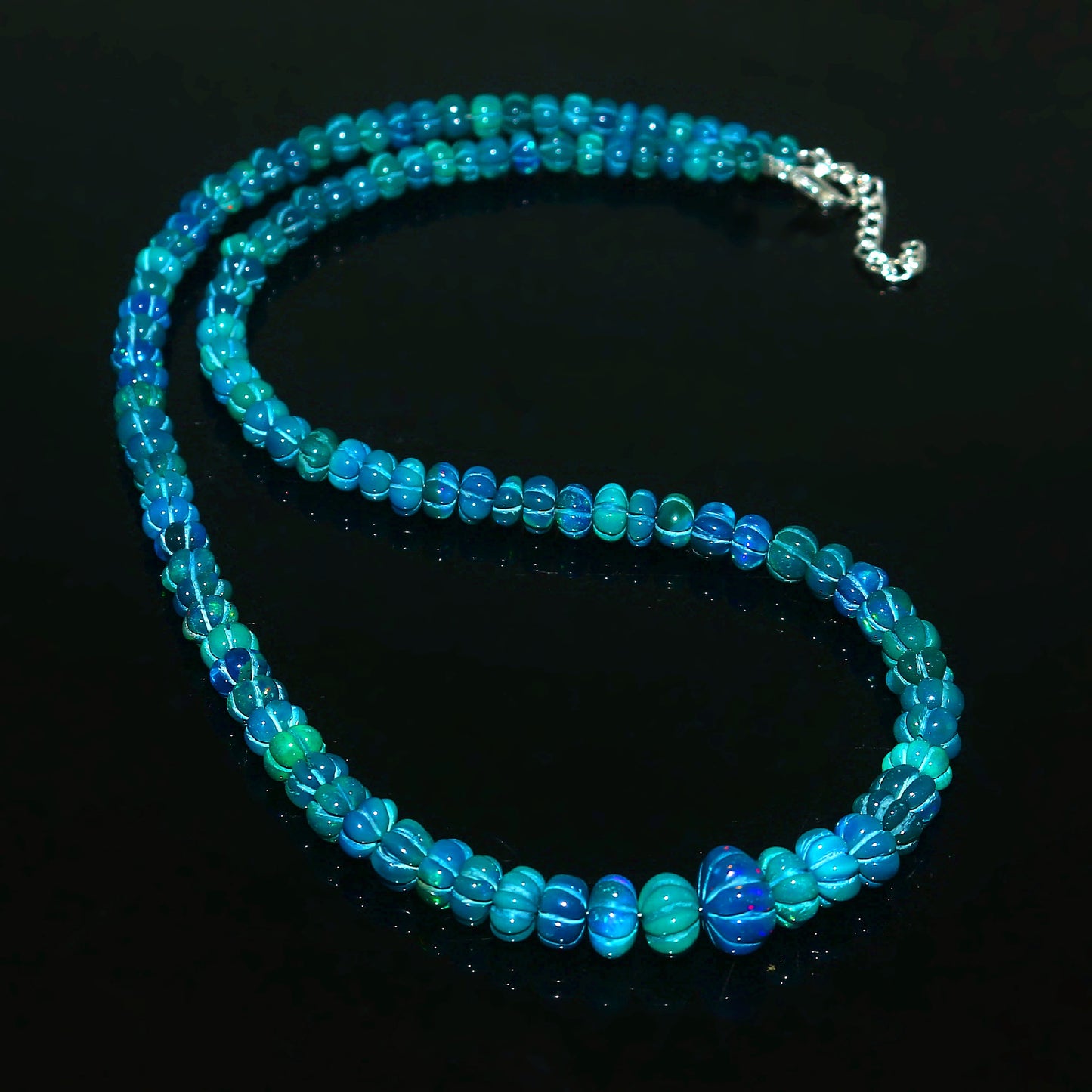 Natural Green Ethiopian Opal Necklace – Pumpkin Carving | Iridescent Fire Opal Jewelry Gift