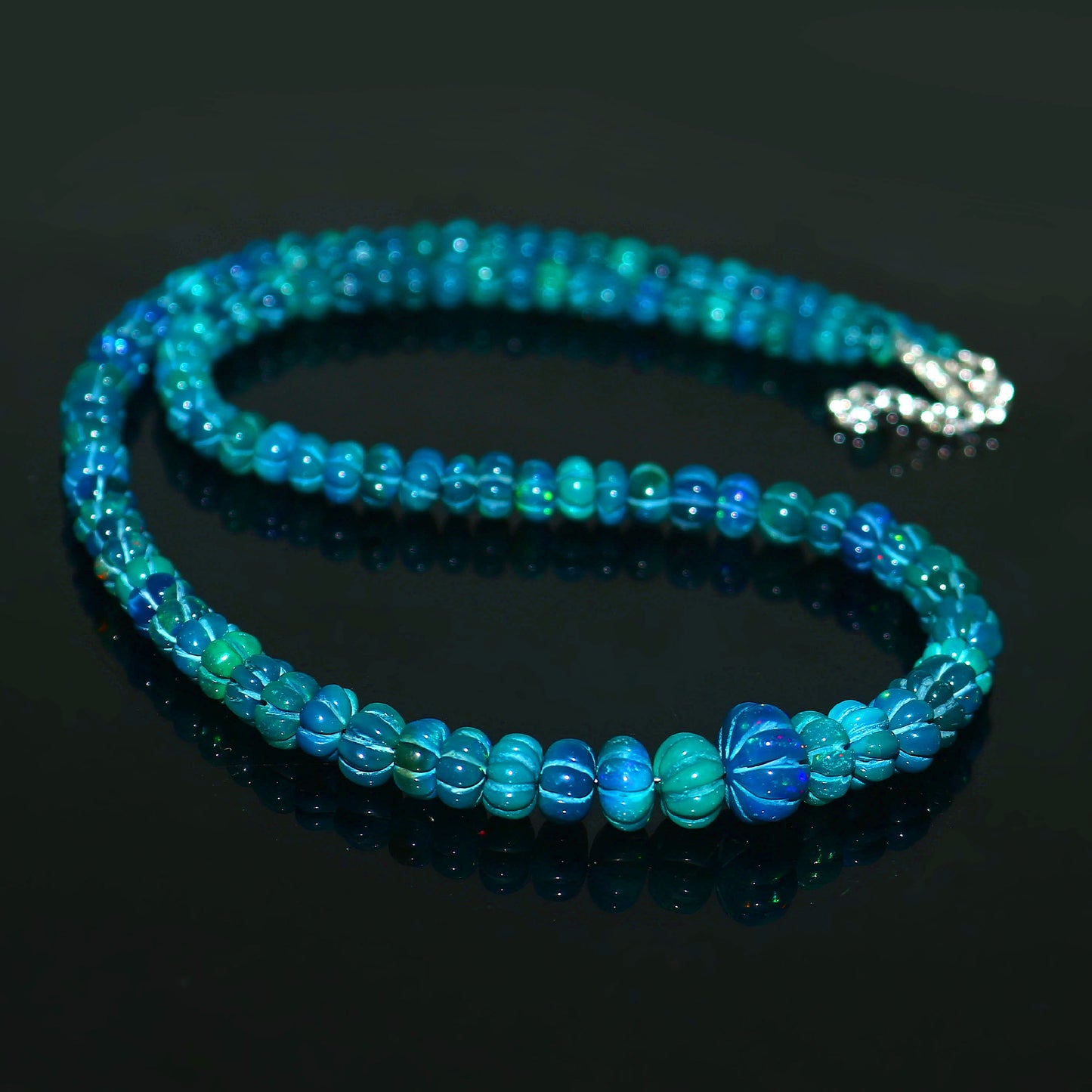 Natural Blue Ethiopian Opal Pumpkin Necklace – Fire Gemstone Jewelry