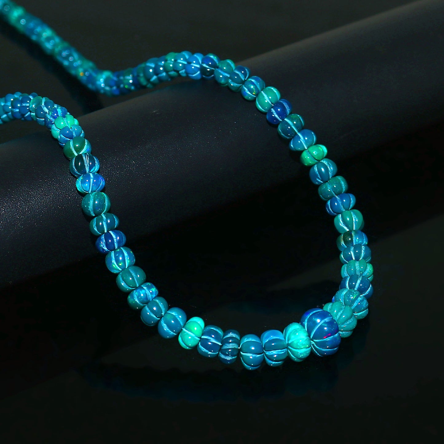 Natural Green Ethiopian Opal Necklace – Pumpkin Carving | Iridescent Fire Opal Jewelry Gift