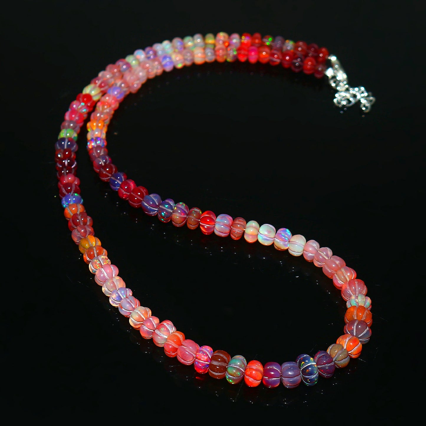 Natural Multi-Color Ethiopian Opal Pumpkin Necklace – Fire Gemstone Jewelry
