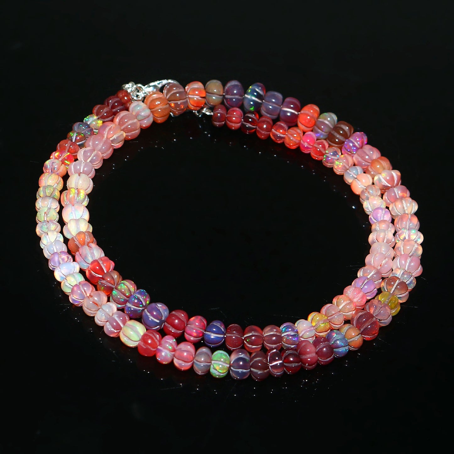 Natural Multi-Color Ethiopian Opal Pumpkin Necklace – Fire Gemstone Jewelry