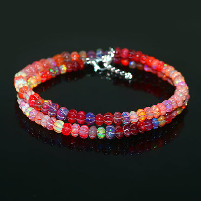 Natural Multi-Color Ethiopian Opal Pumpkin Necklace – Fire Gemstone Jewelry