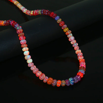 Natural Multi-Color Ethiopian Opal Pumpkin Necklace – Fire Gemstone Jewelry
