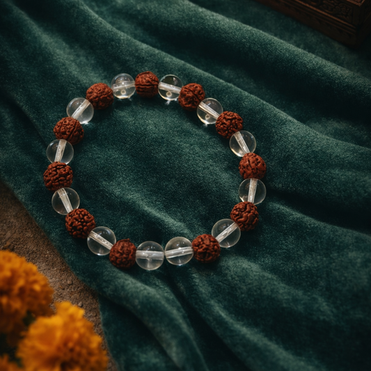 Authentic Sphatik & Rudraksha Bracelet – Meditation, Energy & Spiritual Wellness