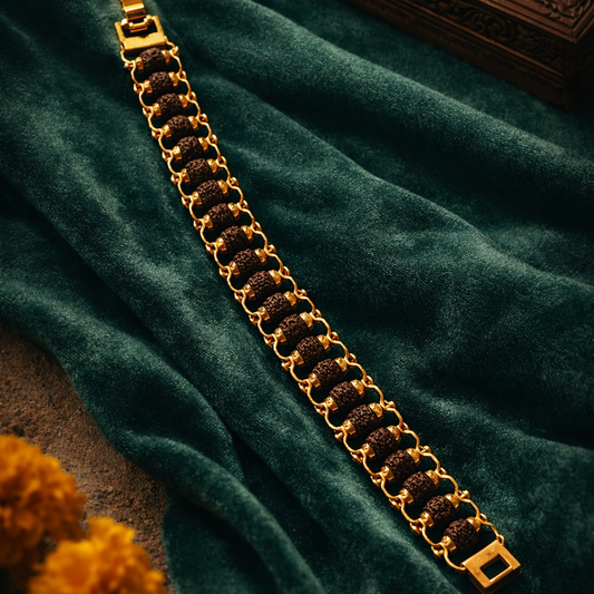 Gold Plated Modern Rudraksha Bracelet