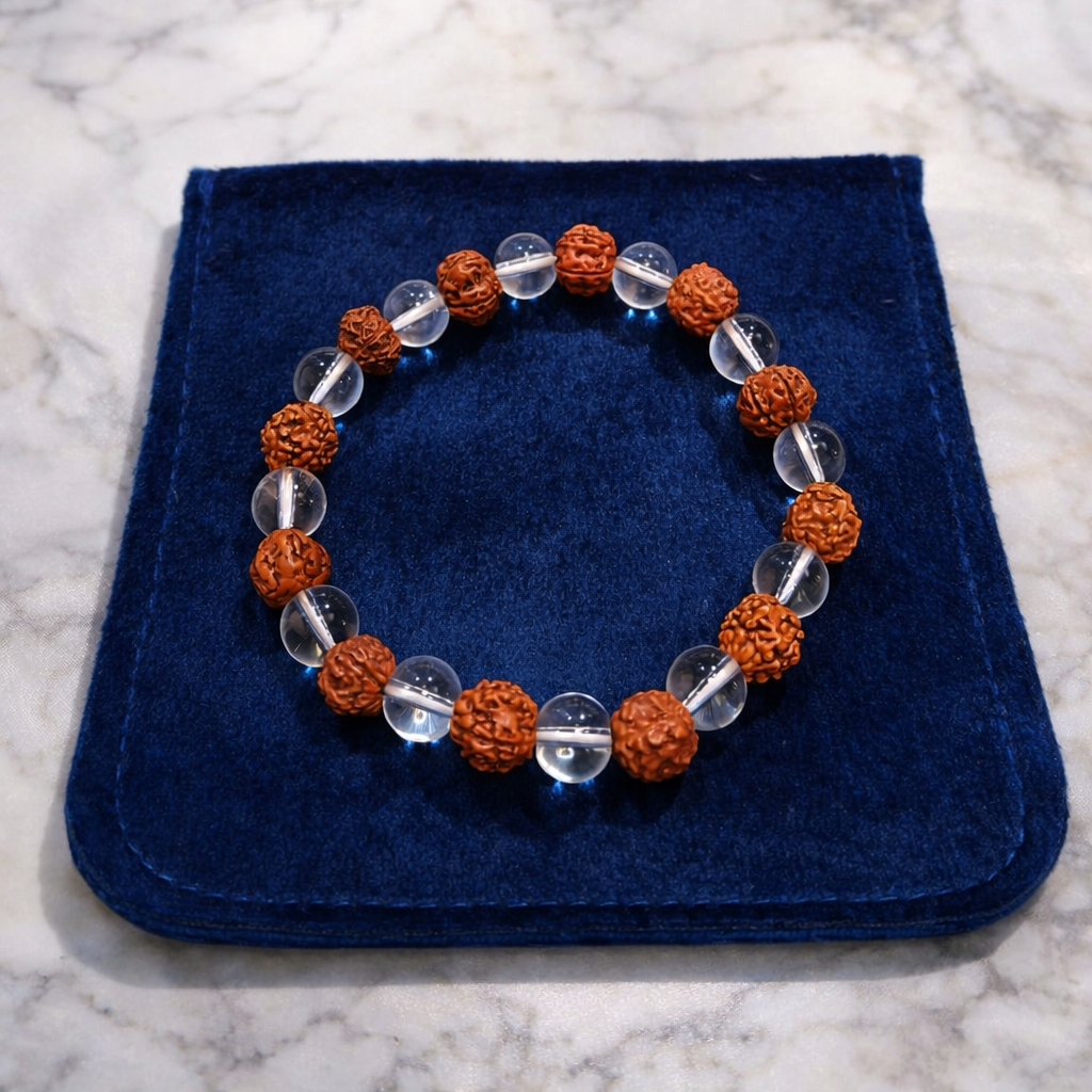 Authentic Sphatik & Rudraksha Bracelet – Meditation, Energy & Spiritual Wellness