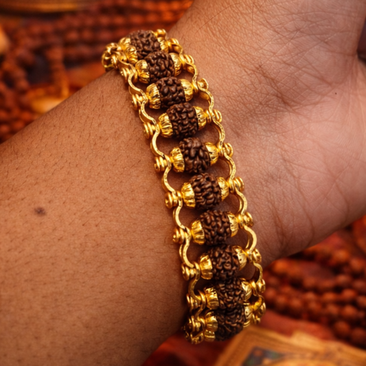 Gold Plated Modern Rudraksha Bracelet