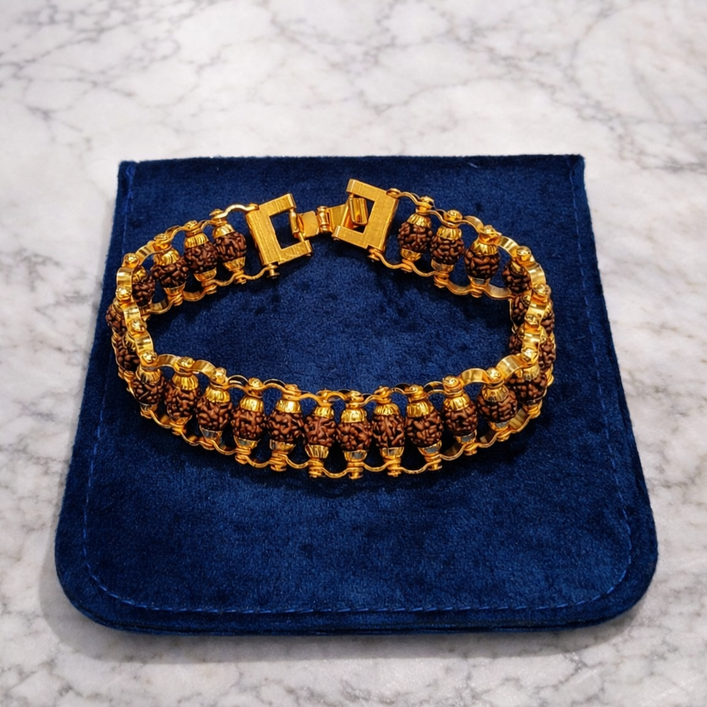 Gold Plated Modern Rudraksha Bracelet
