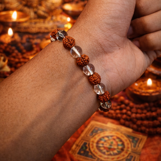 Authentic Sphatik & Rudraksha Bracelet – Meditation, Energy & Spiritual Wellness