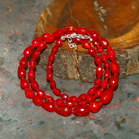 Natural Red Ethiopian Opal Teardrops Necklace – Fiery Gemstone Jewelry