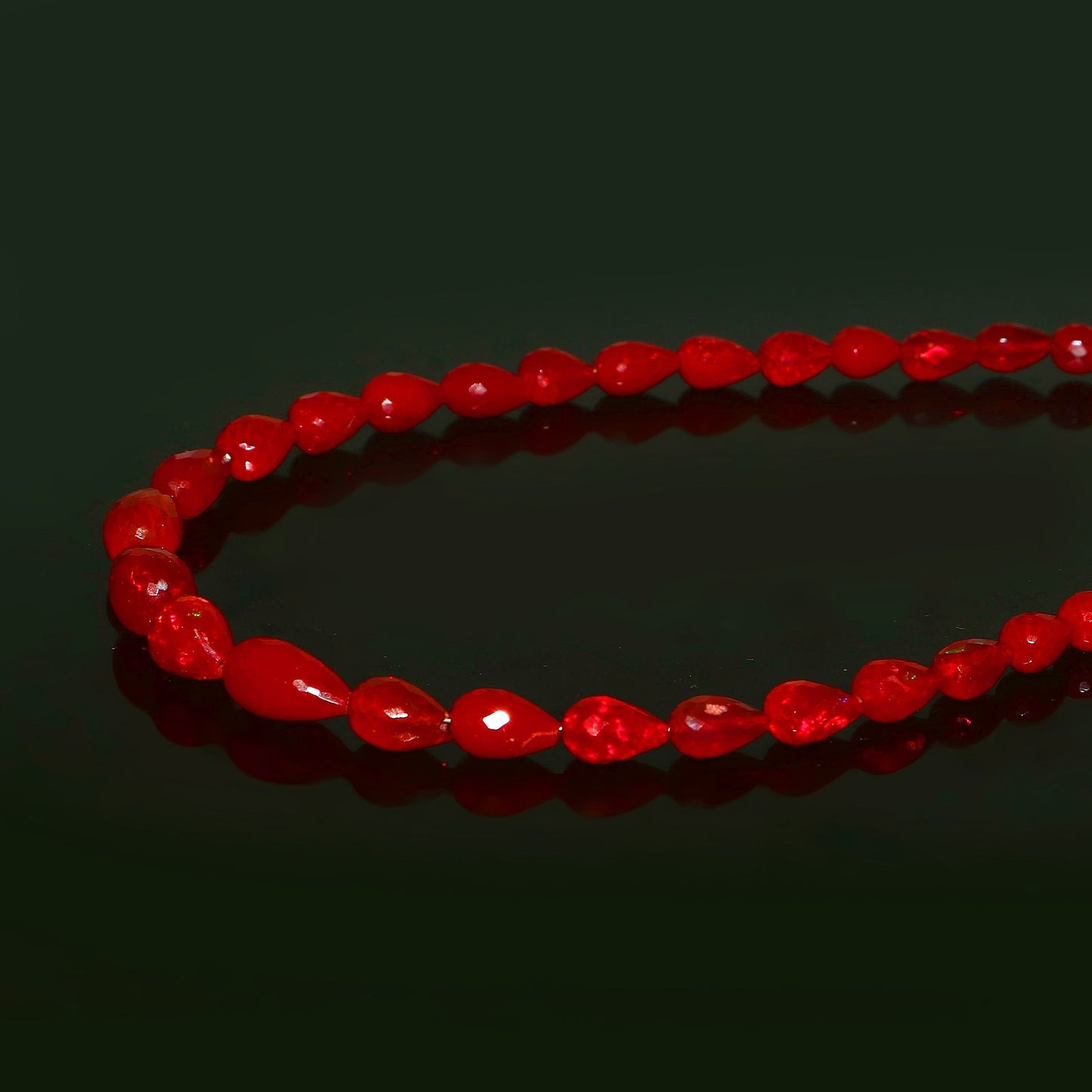 Natural Red Ethiopian Opal Teardrops Necklace – Fiery Gemstone Jewelry