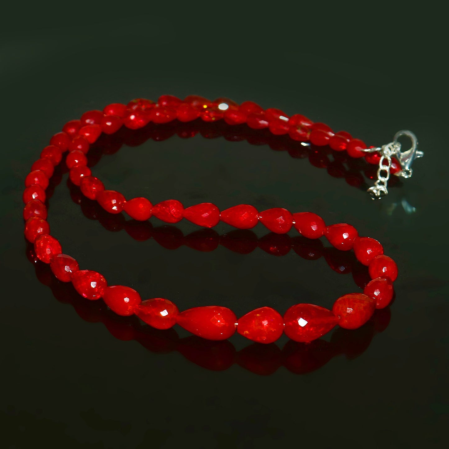 Natural Red Ethiopian Opal Teardrops Necklace – Fiery Gemstone Jewelry