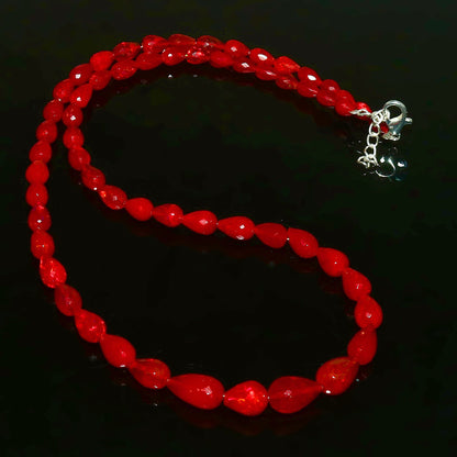 Natural Red Ethiopian Opal Teardrops Necklace – Fiery Gemstone Jewelry