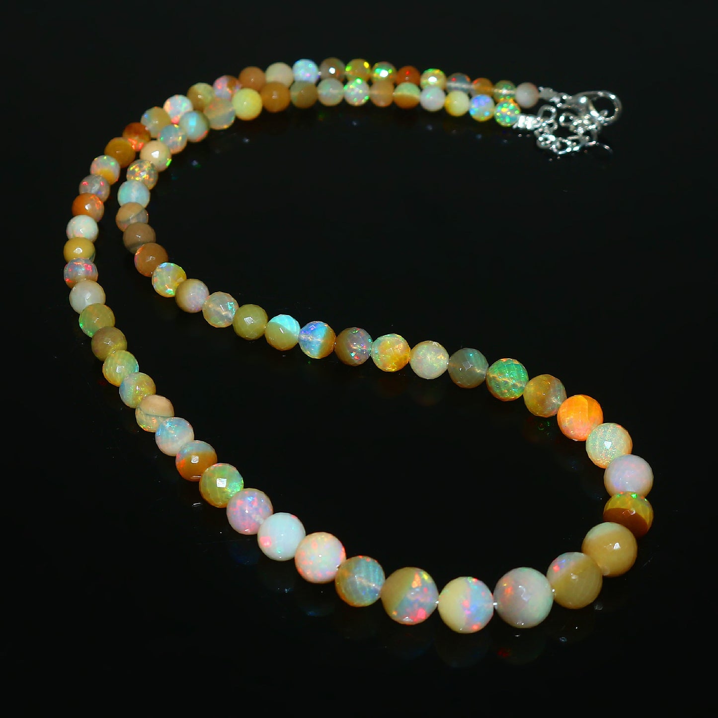 Natural Multi-Color Ethiopian Opal Round Necklace – Fiery Gemstone Jewelry