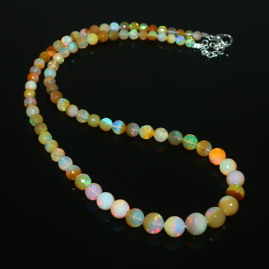 Natural Multi-Color Ethiopian Opal Round Necklace – Fiery Gemstone Jewelry