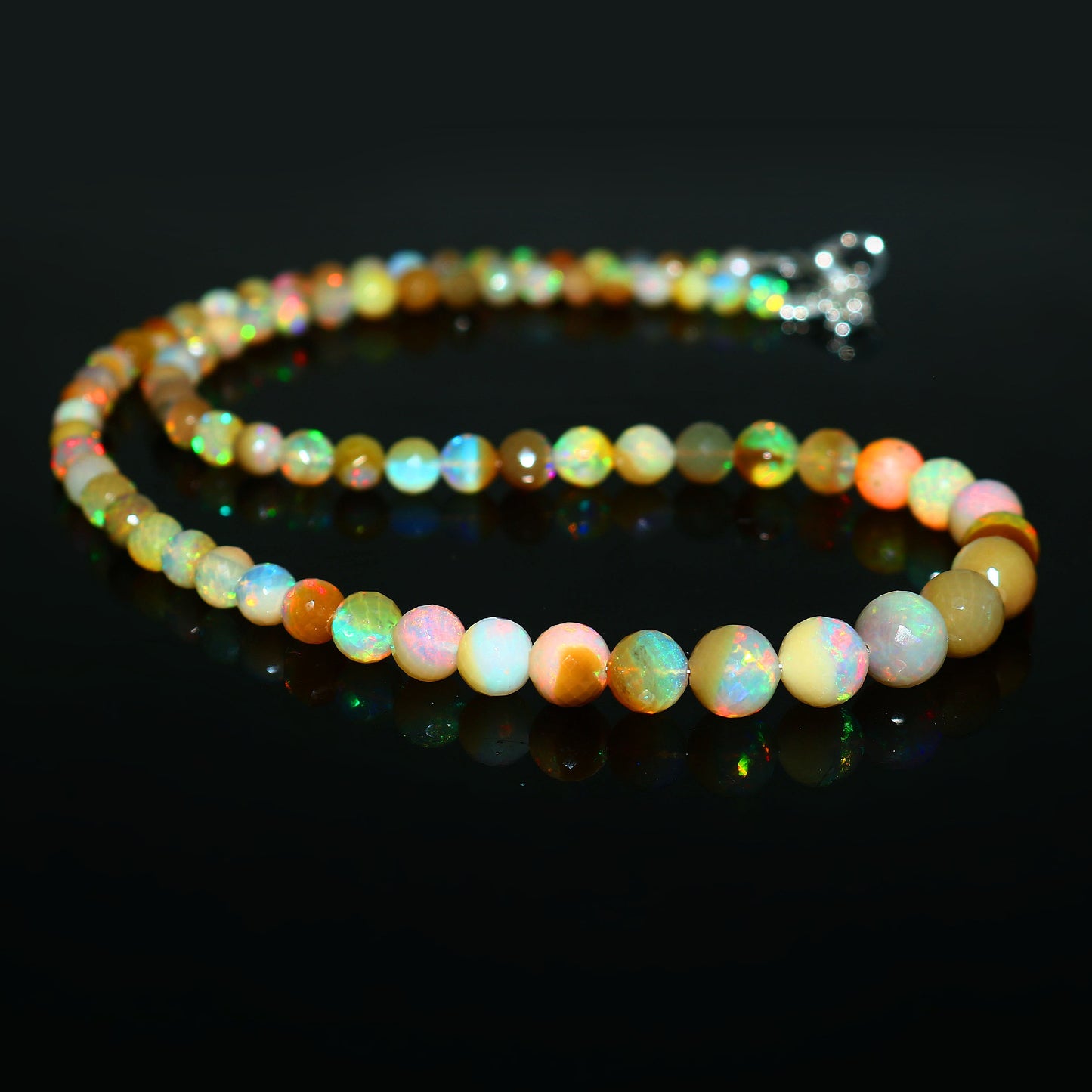 Natural Multi-Color Ethiopian Opal Round Necklace – Fiery Gemstone Jewelry