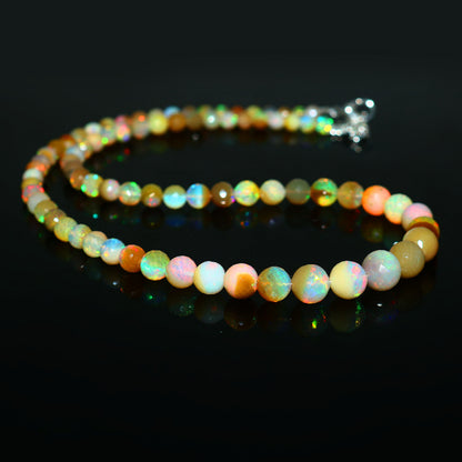 Natural Multi-Color Ethiopian Opal Round Necklace – Fiery Gemstone Jewelry