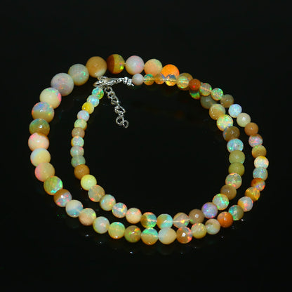 Natural Multi-Color Ethiopian Opal Round Necklace – Fiery Gemstone Jewelry