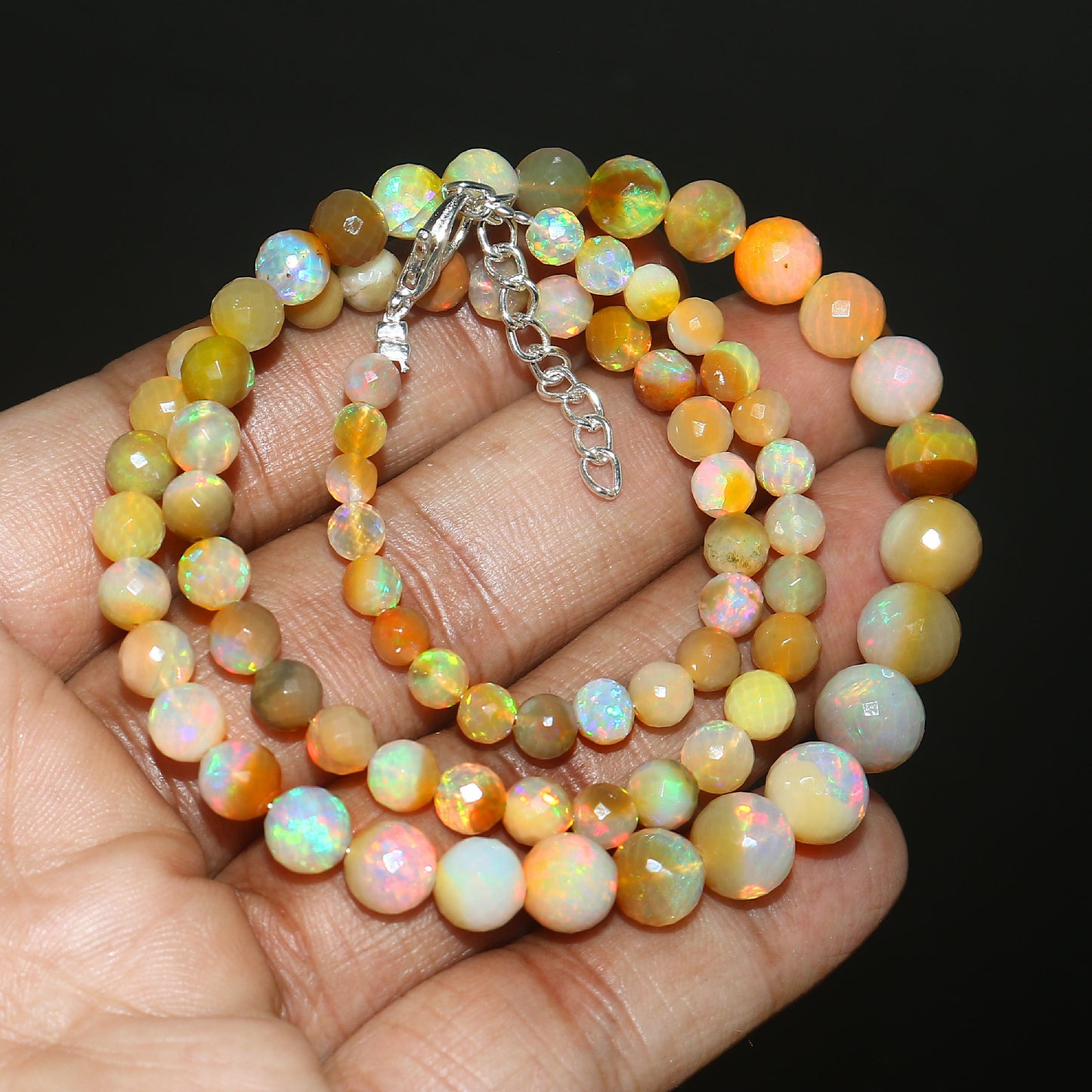 Natural Multi-Color Ethiopian Opal Round Necklace – Fiery Gemstone Jewelry