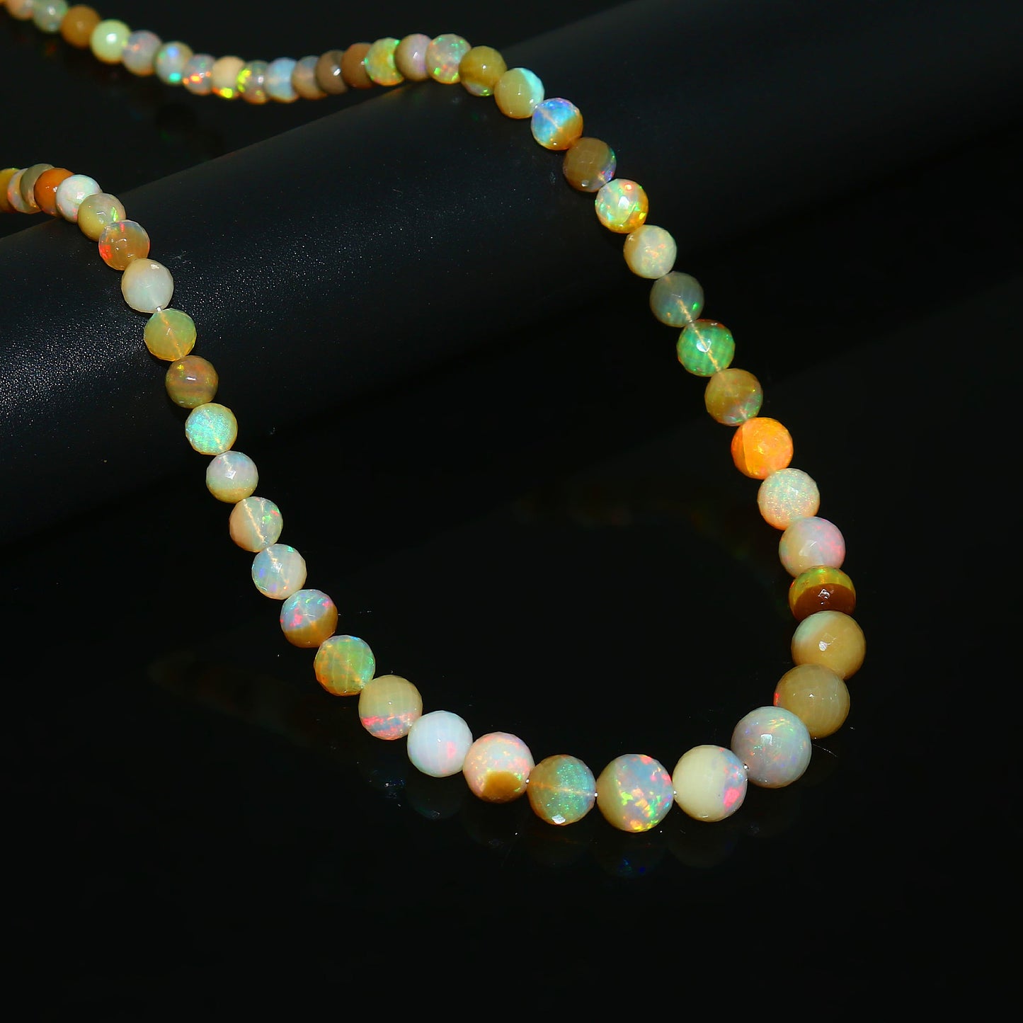 Natural Multi-Color Ethiopian Opal Round Necklace – Fiery Gemstone Jewelry