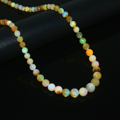 Natural Multi-Color Ethiopian Opal Round Necklace – Fiery Gemstone Jewelry