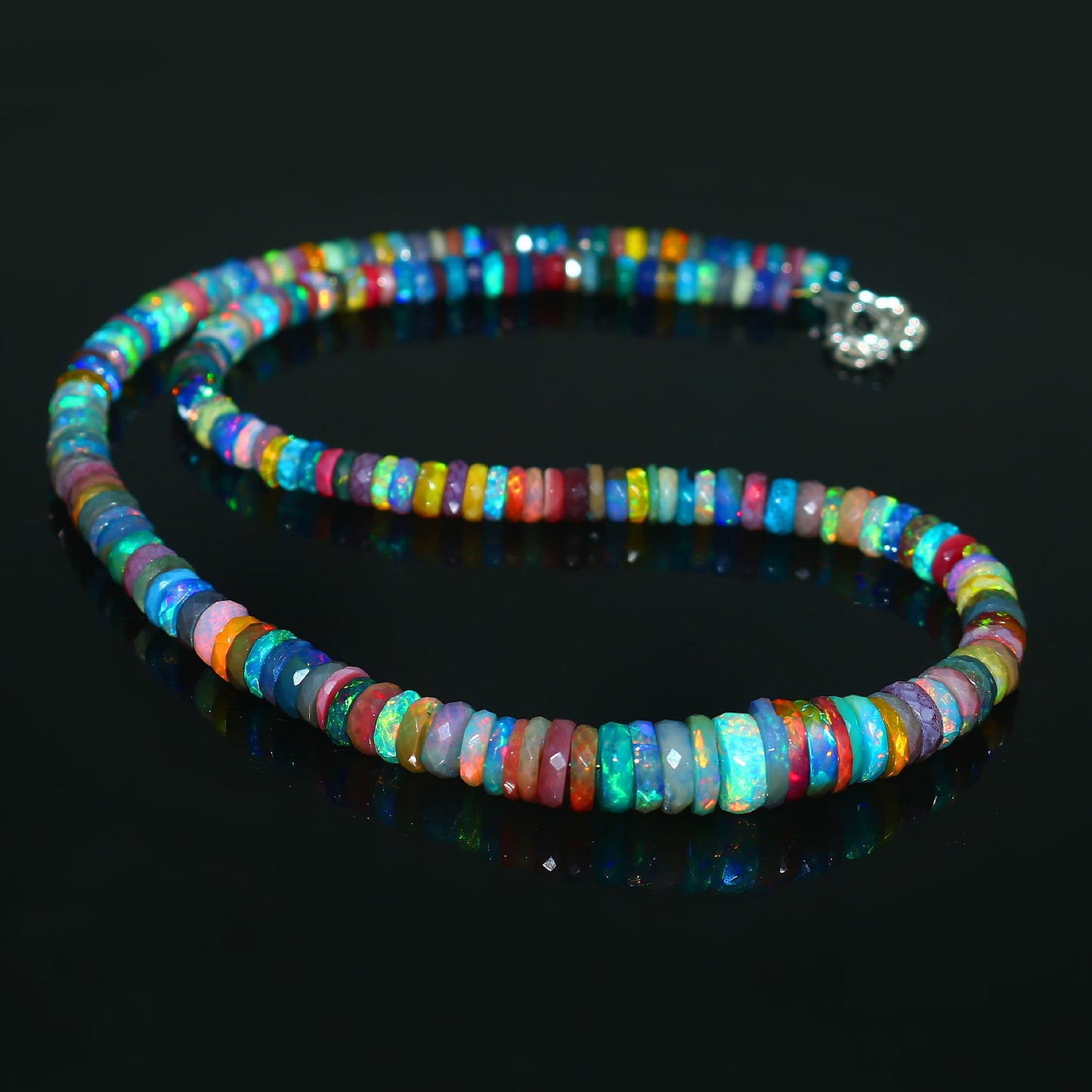 Natural Multi-Color Ethiopian Opal Tyre Necklace – Fiery Gemstone Jewelry