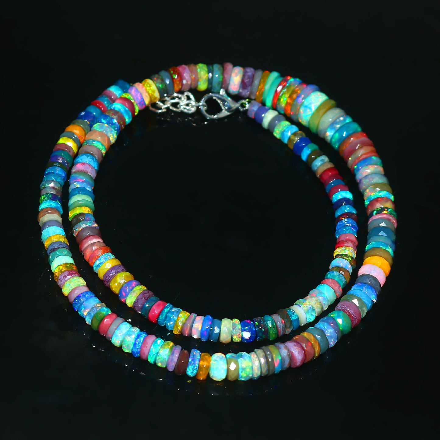 Natural Multi-Color Ethiopian Opal Tyre Necklace – Fiery Gemstone Jewelry