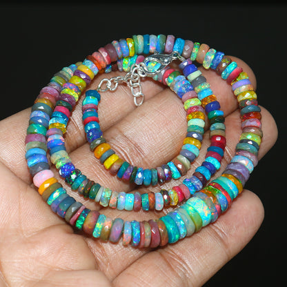 Natural Multi-Color Ethiopian Opal Tyre Necklace – Fiery Gemstone Jewelry
