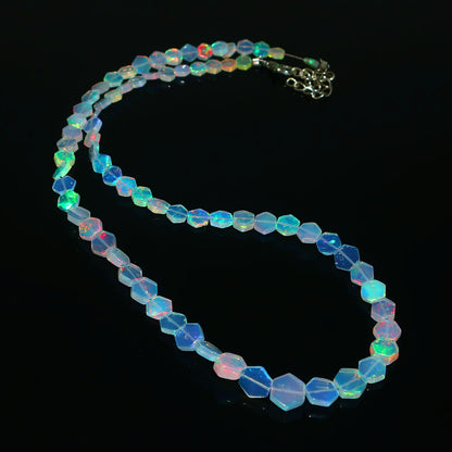 Natural White & Blue Ethiopian Opal Necklace – Color-Changing Fire Opal | Unique Luxury Pendant